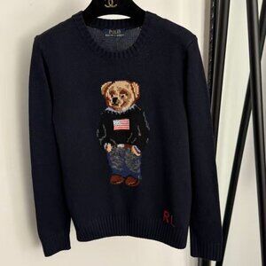 Polo Ralph Lauren Black sweater with cartoon bear pattern